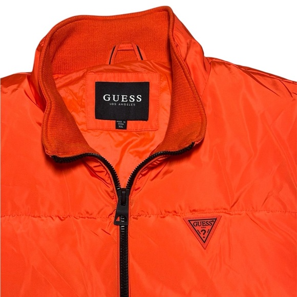 Guess Puffer Vest Mens Size XXL 2XL Hooded Quilted Orange Style # 119AP541 EAC - Picture 2 of 10